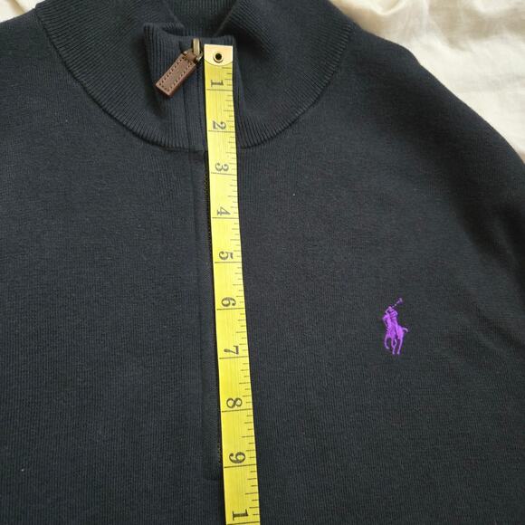 Polo Ralph Lauren Sweater Vest Size L Navy Blue Pima Cotton Purple Logo - Picture 13 of 13